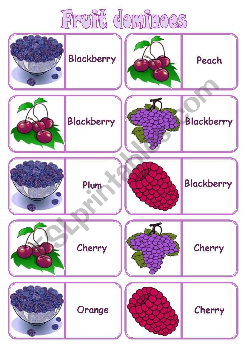 Fruit - dominoes [28 pieces X 7 words] - instructions included ((4 pages)) ***editable